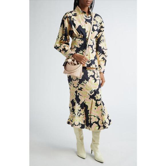 ETRO Abstract-Print Cotton Midi Skirt Size 2 US (38 IT) NEW $1990! - Picture 2 of 7